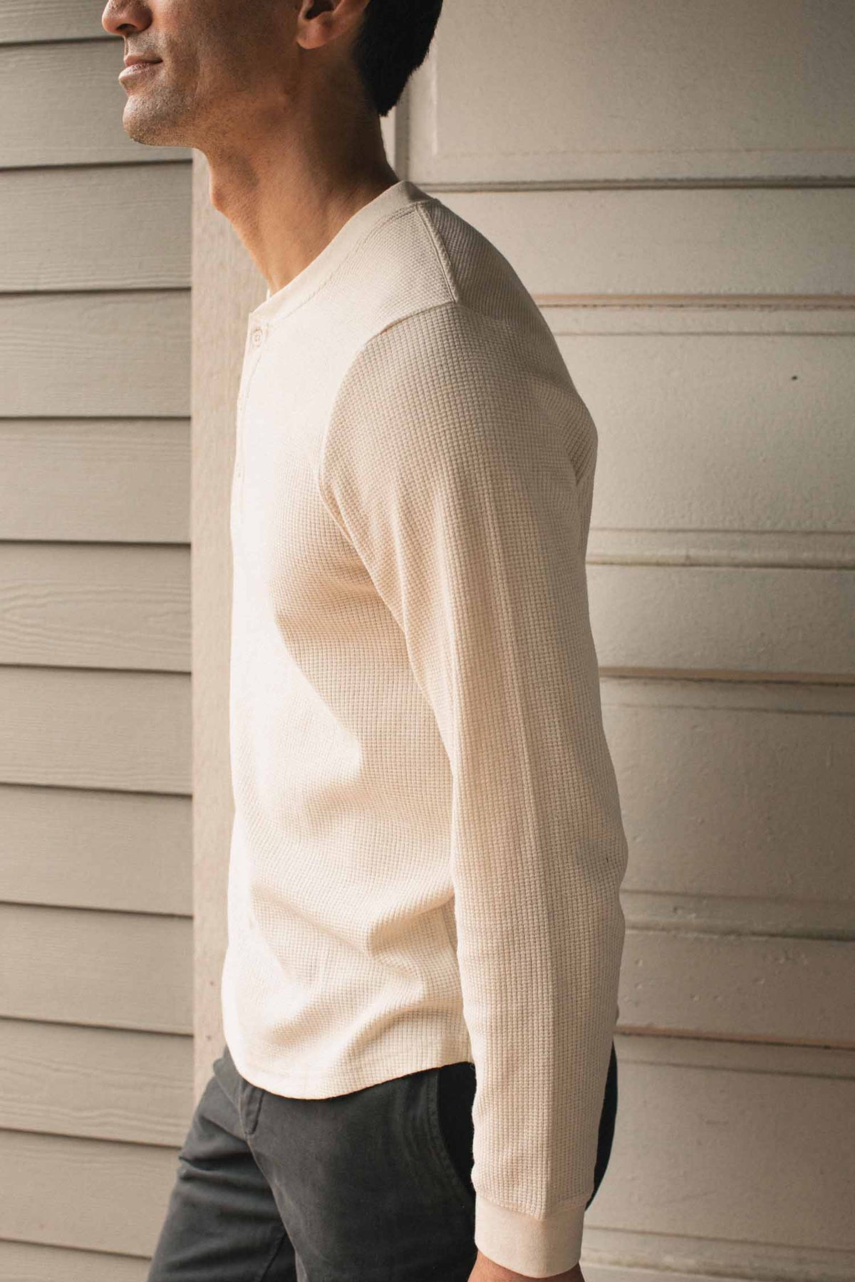 Men's Recycled Waffle Henley / Ivory