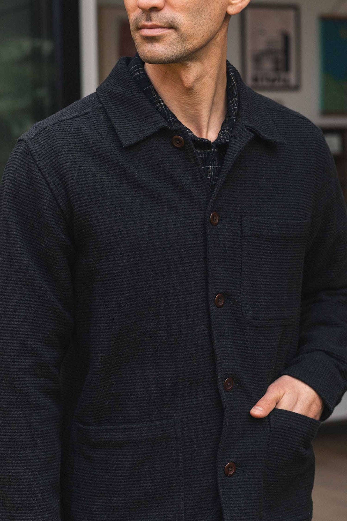 Men's Studio Chore Coat / Washed Black